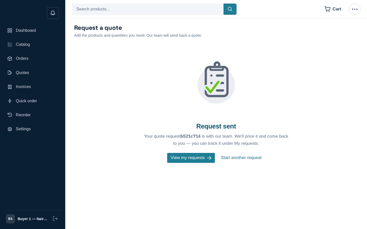 Figure: Request sent — the reference tracks it under My requests