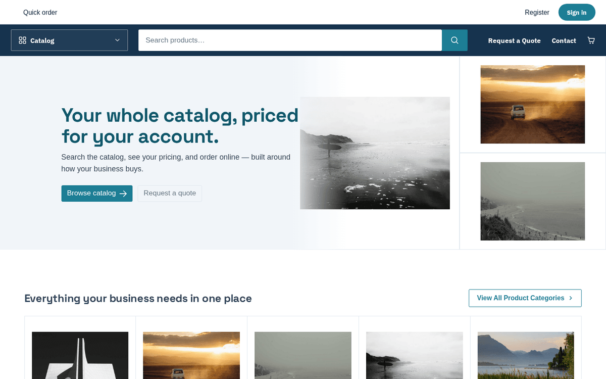 Figure: Storefront home page as a visitor sees it
