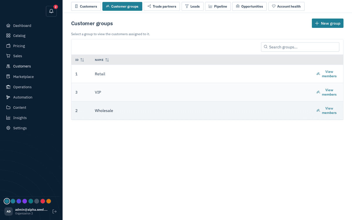 Figure: Customer groups — segments used by pricing and content targeting