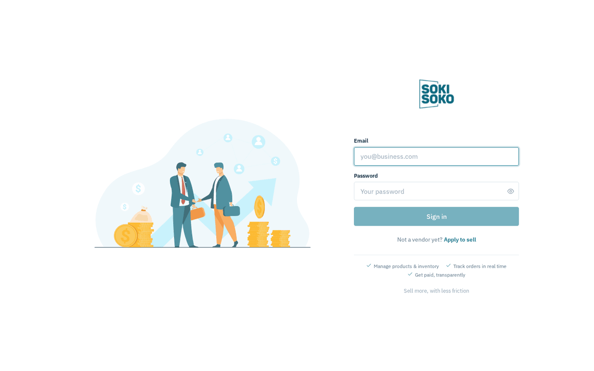 Figure: The vendor portal sign-in page