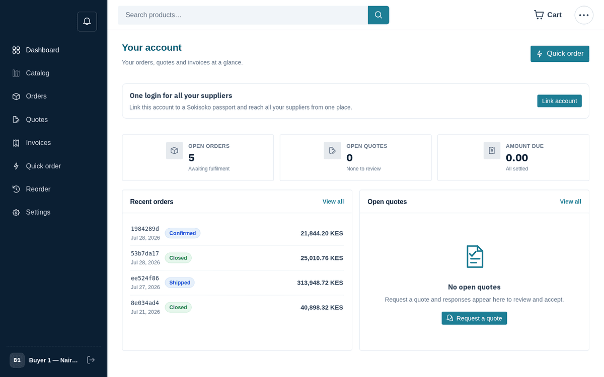 Figure: After signing in you land on your account dashboard